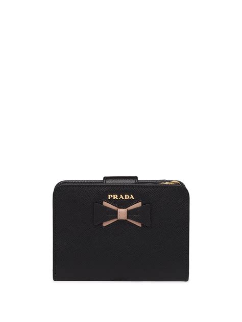 prada small bow leather wallet